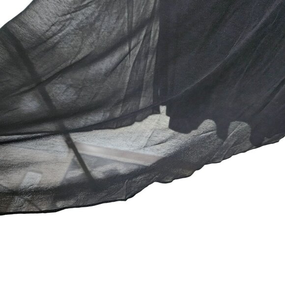 Womens XL Elegant Black Lace Cocktail Party Dress Satin Bow & Mesh Skirt A-Line - Picture 11 of 13